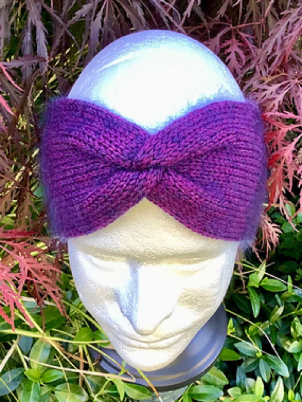 Homemade | Hand Knit| Twist Headband in Deep Purple